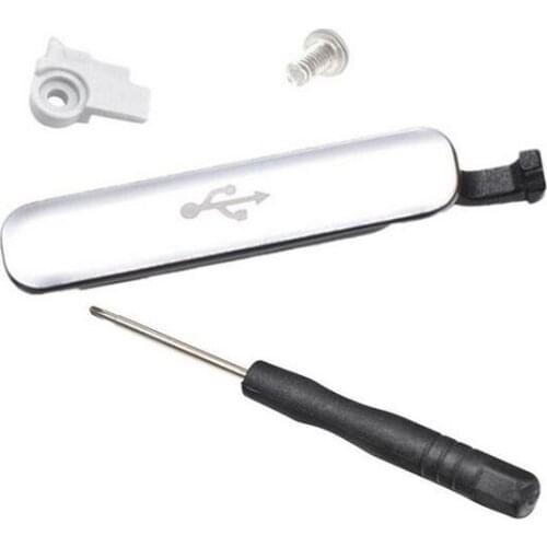 Replacement USB Charger Port Cover Flap Waterproof + Plastic Holder + Screw + Screwdriver for Samsung S5 G900F