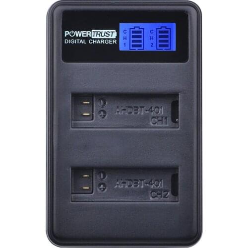 Powertrust 1PC AHDBT-401 LCD Display Dual USB Battery Charger for Go Pro Hero4 Action camera accessories