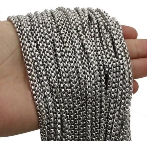 1/2/3/5mm Box Chain 316L Silver Color Stainless Steel Pendant Chain Classic Jewelry Accessories Hot New Year Gifts Wholesale