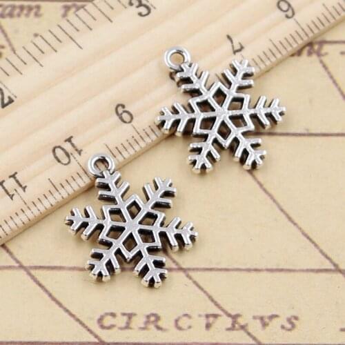 10pcs Charms Snow Snowflake 23x17mm Tibetan Silver Color Pendants Antique Jewelry Making DIY Handmade Craft