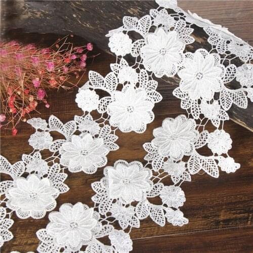 15yards/lot White Lace Embroidery Trim Ribbon 3D Flower Water Soluble Lace Diy Wedding Jewelry Ornaments Sofa Edge Docors