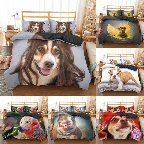 2021 3D Puppy Dog Bedding Set Kids Duvet Cover Queen King Size Lovely Bulldog Bed Set Home textiles Quilt Cover Bed Cover