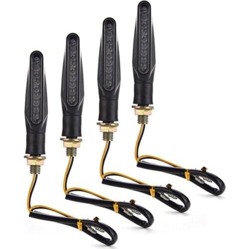 4pcs/lot Universal Motorcycle Led Turn Signal Indicators Flowing Water Flicker Blinkers Flexible Bendable Amber Light Lamp