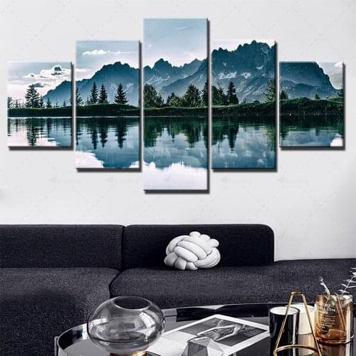 Hd Home Decoration 5 Set Canvas Landscape Painting Reflection Picture Wall Art Print Modular Modern Frame Poster For Living Room