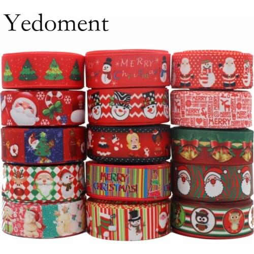 7/8" 22mm 50 yards Christmas Day printed grosgrain ribbons DIY hair bows handmade materials Y2020091202
