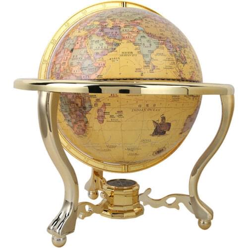 Antique Globe Gift Office Desk Decor Educational Tool Teaching Crafts with Compass 720 degree rotation reading world globe