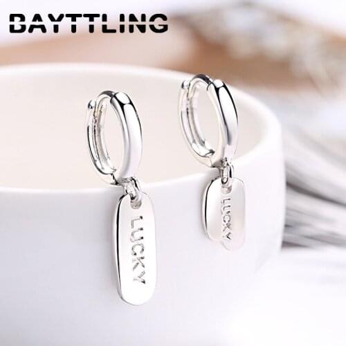 BAYTTLING 925 Sterling Silver 27MM Lucky Pendant Earrings For Women Fashion Wedding Jewelry Party Gift
