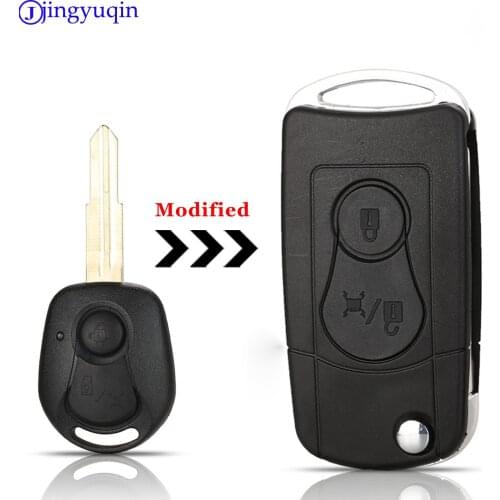 Jingyuqin 2 Buttons Flip Folding Car Remote Key Case Shell For Ssangyong Actyon SUV Kyron Rexton Key Vover Case