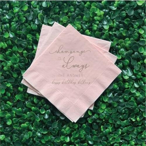 Champagne is Always the Answer Personalized Birthday Napkins, 30th Birthday, 40th Birthday Napkins, Personalized Party Napkins