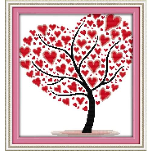 Love tree (3) cross stitch kit people cartoon heart plant DMC color 14ct 11ct count print canvas stitches embroidery handmade