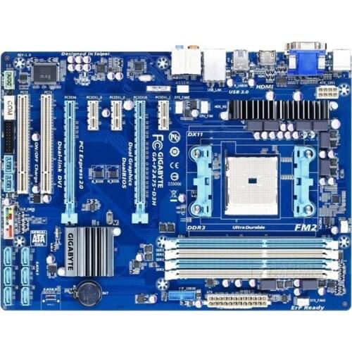 For Gigabyte GA-F2A75-D3H Original Used Desktop Motherboard F2A75-D3H A75 Socket FM2 DDR3 SATA3 USB3.0 Micro ATX