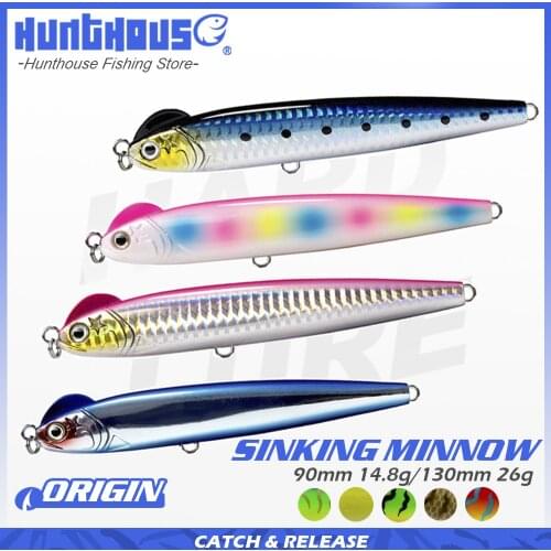 Hunthouse blue blue sinking pencil fishing lure 4pc/plots seawater stickbait depth 0.2-0.8m S-shaped 130mm 26g hard fake bait