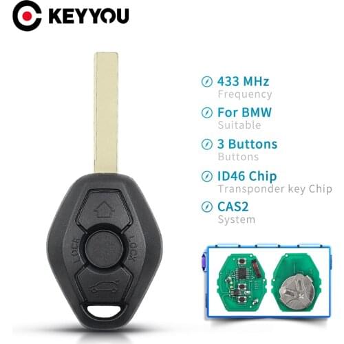 KEYYOU Car Remote Key For BMW CAS2 5 series E46 E60 E83 E53 E36 E38 with ID46 Chip HU92 Blade CAS2 System 433 Mhz