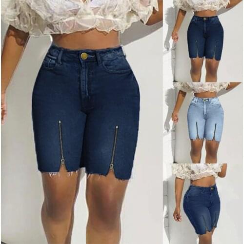 Summer Vintage High Waist Front Zip Denim Shorts Women Kcasual Shorts Jeans Summer Hot Short Pants Leggings Short Pants#G3