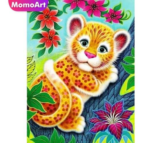 MomoArt 5D DIY Diamond Embroidery Tiger Cross Stitch Mosaic Diamond Painting Animal Diamond Mosaic Flower Home Decor