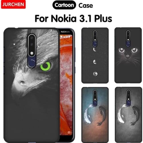 JURCHEN Soft Silicone Cover For Nokia 3.1 Plus Case 3D Patterned Black Phone Case For Nokia 3.1 Cover For Nokia 3.1 Plus 3.1Plus
