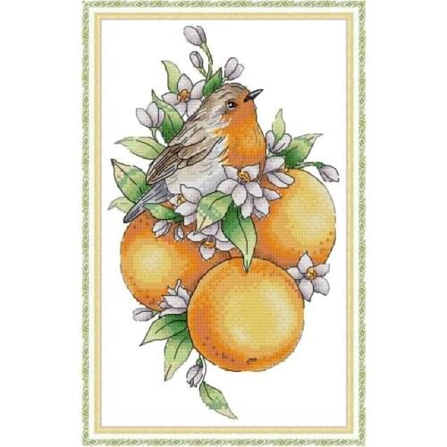 DA553 Lemon bird cross stitch kit aida 14ct 11ct count print canvas cross stitches needlework embroidery DIY handmade