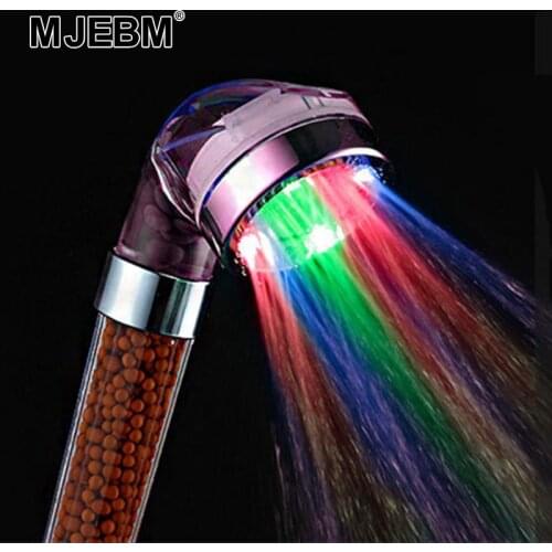Pressurized water-saving temperature-controlled colorful hand-held large shower head color changing LED negative ion shower SPA