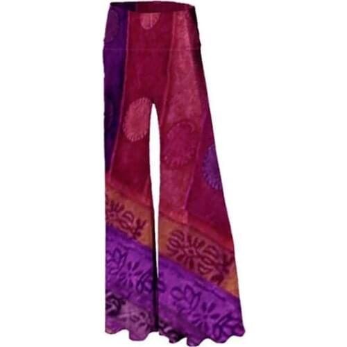 Spring and autumn new womens 2021 street trend ethnic style cotton tie-dye bell bottom trousers loose trousers plus size
