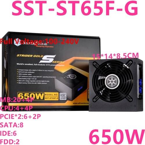 New Original PSU For SilverStone Brand ATX 12V Full Modular 80plus Gold Game Mute Power Supply 650W Power Supply SST-ST65F-G