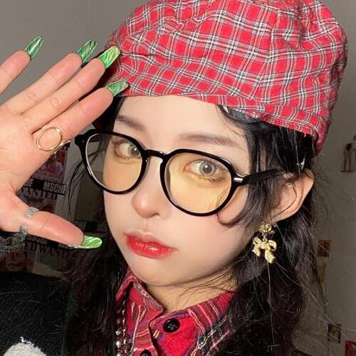 Anti-blue Protection Glasses Round Optical Prescription Computer Glasses Frame Women Anti Blue Transparent Decorative Glasses