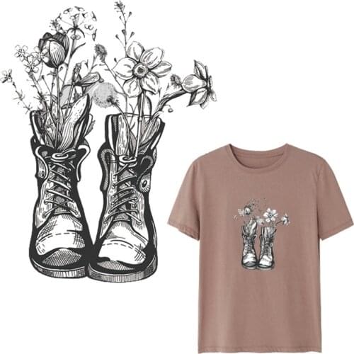 Flower Shoes Iron On Patches For Clothes Logo Badges On Jacket Patch Heat Transfers For T-shirt Thermal Stickers DIY Patch
