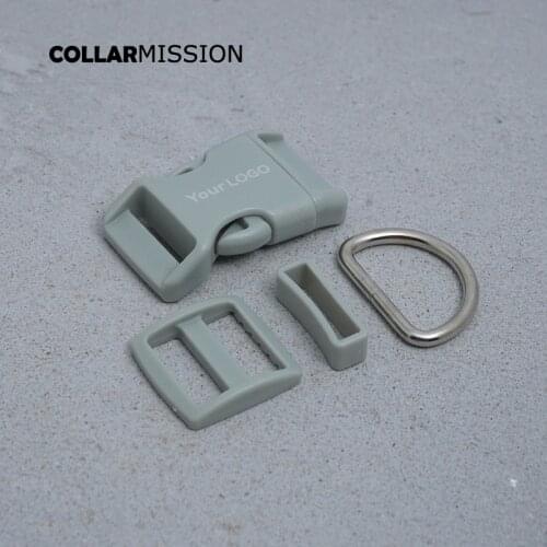 Plastic buckle+Tri-Glid+square keeper+D ring)Engraved plastic DIY dog collar grey 25mm webbing sewing accessory high quality