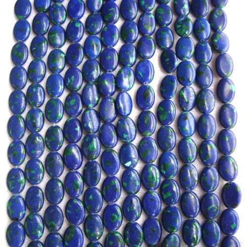Azurite Malachite Flat Oval Shape Loose Beads For Jewelry Making DIY Bracelet Necklace Earrings
