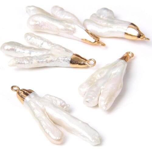 Natural Freshwater Pearls Pendant 2-10 pcs 6-28 mm Irregular White Baroque Pearls Beads Connector Charm For DIY Jewelry Necklace