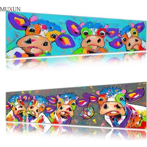 Full Drill Mosaic Christmas Gift Diamond Painting Cartoon Color Cow Diamond Embroidery Cross Stitch Animal Bird Home Decor Lx196