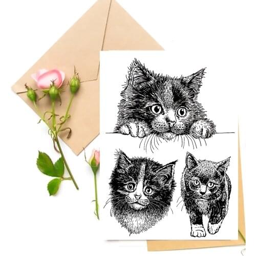 Cute Cat Clear Stamps For DIY Scrapbooking Card Making Silicone Stamps Fun Decoration Supplies