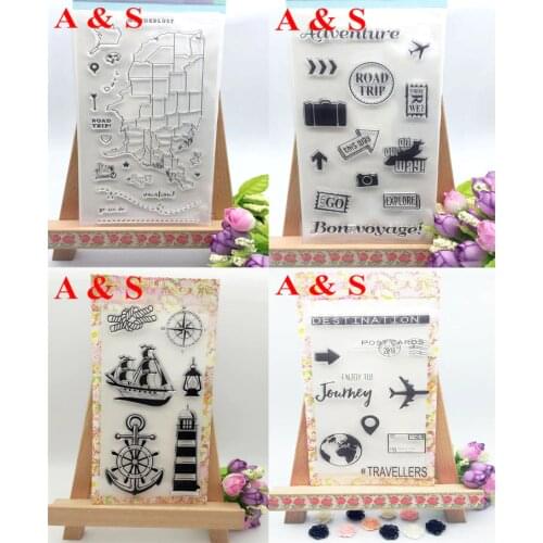 4 Different Travel Boat Airplane Transparent Silicone Stamp/Seal for DIY scrapbooking/photo album Decorative clear stamp
