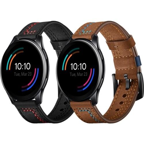 For one plus watchbands Correa 22mm Stitching Wrist Strap Leather Band For Oneplus Watch Replacement Bracelet