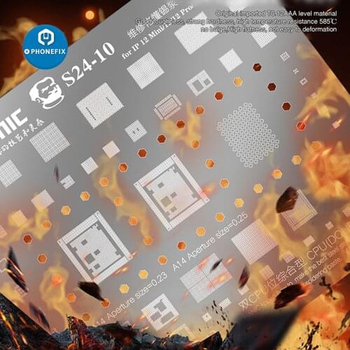 Mechanic S24-10 12 Series BGA Reballing Tin Planting Steel Mesh For iPhone 12 Pro Max IC Chip Components Reballing Stencil Kit