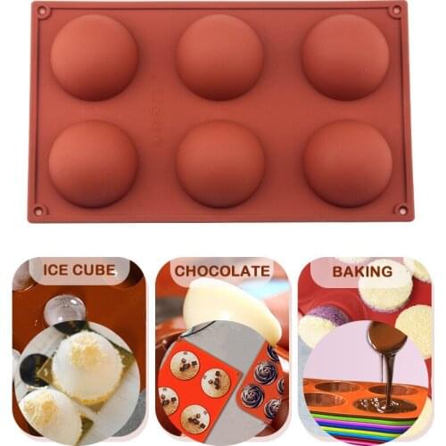 Silicone Cake Mold 6 Tray Semi Ball Ice Cube DIY Chocolate Fondant Decor Non Stick Sugarcraft Muffin Baking Mould Kitchen Gadget