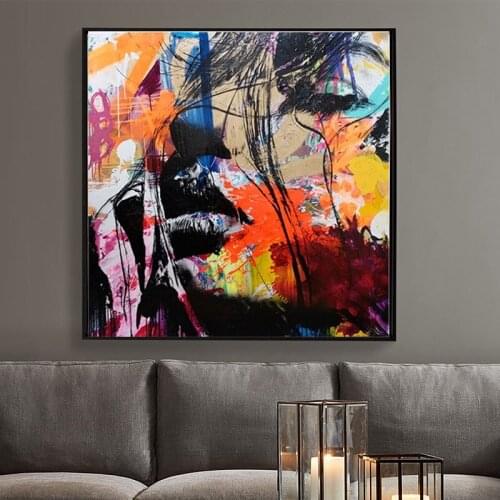 Modern Abstract Colorful Human Face Canvas Painting Wall Art Nordic Posters and Prints Wall Pictures for Living Room Decoration