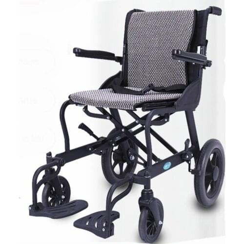 Aluminum alloy frame wheelchair is easy to fold light for the elderly strong load-bearing walking stick multi-functional trolley