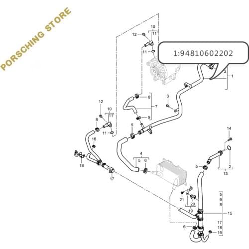 Coolant pipe for Porsche OEM:94810602202