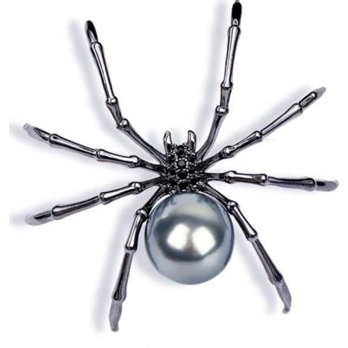 Victorian Mother of Pearl Body and Micro Pave Spider Brooches Pins Women Jewelry Dropshipping