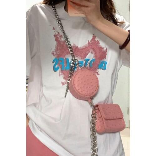 GZM Womens Chest Bags Retro Pink Two-in-one Diagonal Bag Exquisite Lipstick Cosmetic Bag Hip Hop Mini Chain Chest Bag