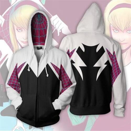 Movie Spider Women Sweatshirt Hoodie Gwen Cosplay Costume Hooded Jacket Coats Men Women Pullover Trainsuit Sportsuit