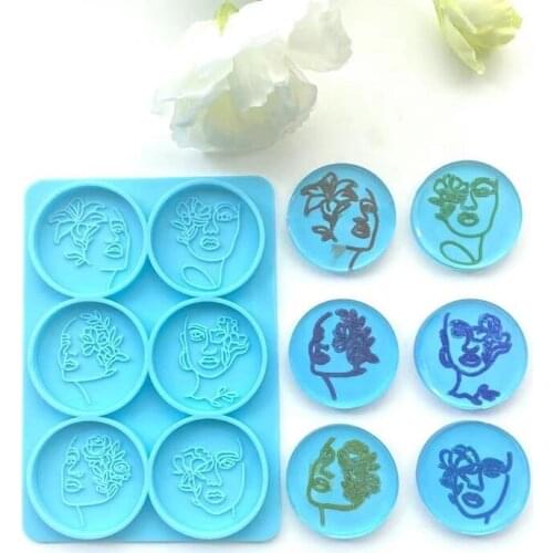 1 Pc 6 Round Female Heads Mobile Phone Holder Epoxy Resin Mold Phone Grip Decorations Casting Silicone Mould DIY Crafts Plaster