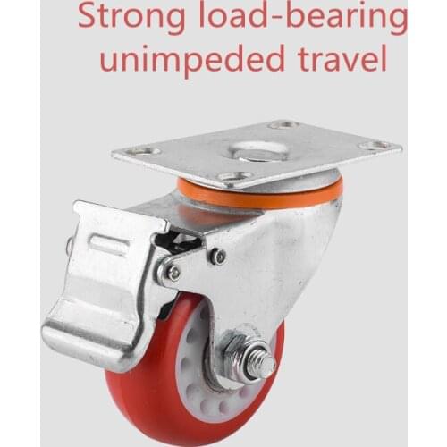 2pcs Heavy Universal Wheel Silent Caster Steering Wheel Swivel Chair Pulley Directional Trolley with Brake Trailer Small Wheel