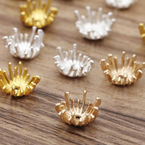 20pcs Flower End Caps Fitting Spacer Beads 14mm Findings Supplier For Diy Jewelry Making Kanzashi Beads Pendant Charms Accessory