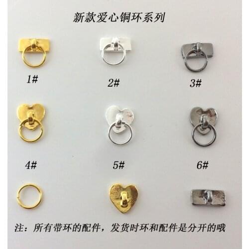 20pcs/pack Japan Korea Alloy Nail Art 3D Rectangle Heart with Ring Circle LoopMetal Accessorie for Phototherapy Nail Sticker DIY