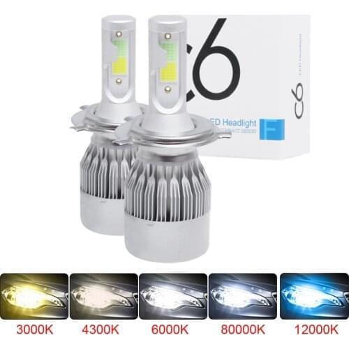 2x H7 LED H11 H4 Hi/Lo H1 H3 H8 HB1 HB3 HB4 HB5 HIR2 H13 H27 9005 9006 Car Headlight Bulbs 3000K 6000K 8000K COB C6 Car lights