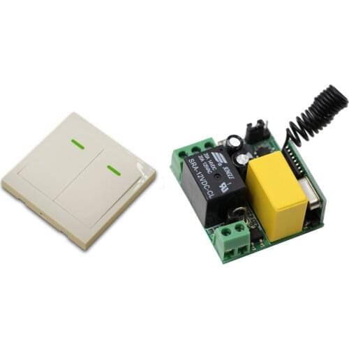 AC 220 V 1CH Wireless Remote Control Switch System Mini Receiver + Wall Panel Remote Transmitter Sticky Remote Smart Home Switch