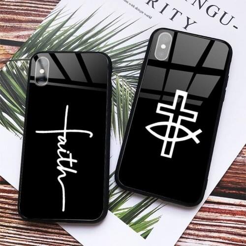 Faith Christian Religious Jesus Phone Case Tempered glass For iphone 6 6S 7 8 plus X XS XR 11 12 mini PRO MAX