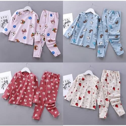 Kids Winter Pajamas Girls Boys Sleepwear cotton Nightwear Toddler Infant Clothes Animal Cartoon Pyjamas Sets 2 4 6 8 10 12 Years