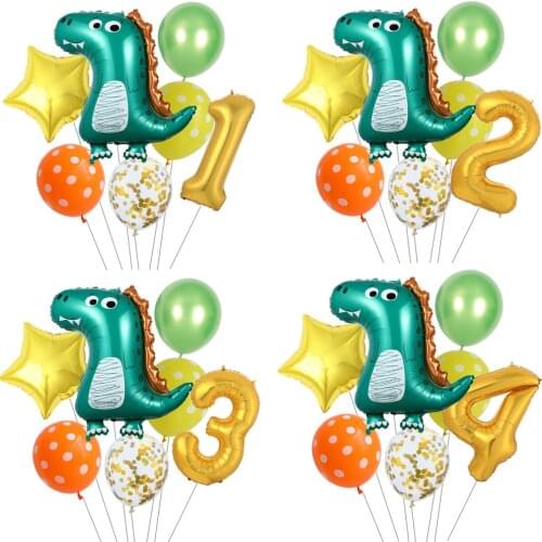 7pcs/lot Dinosaur Foil Balloons 32inch Number Foil Balloon Kids Birthday Balloon Baby Kids Birthday Party Jurassic World Decor
